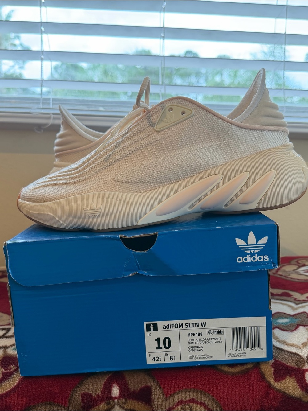 adidas adiFOM SLTN W Cream Knit Low-Top Sneakers